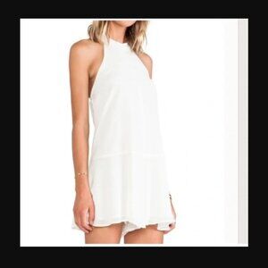 BCBG Chiffon romper choker halter lined ivory boho fairy flowy short jumpsuit